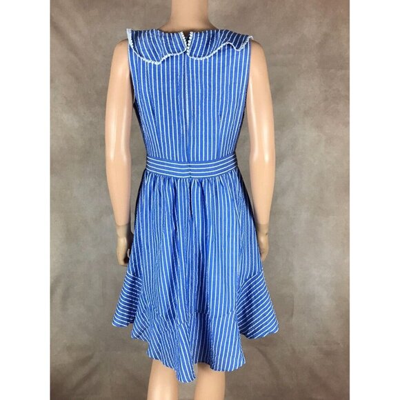 JULIA JORDAN Blue/White Striped Ruffled Dress 6 - Picture 8 of 10